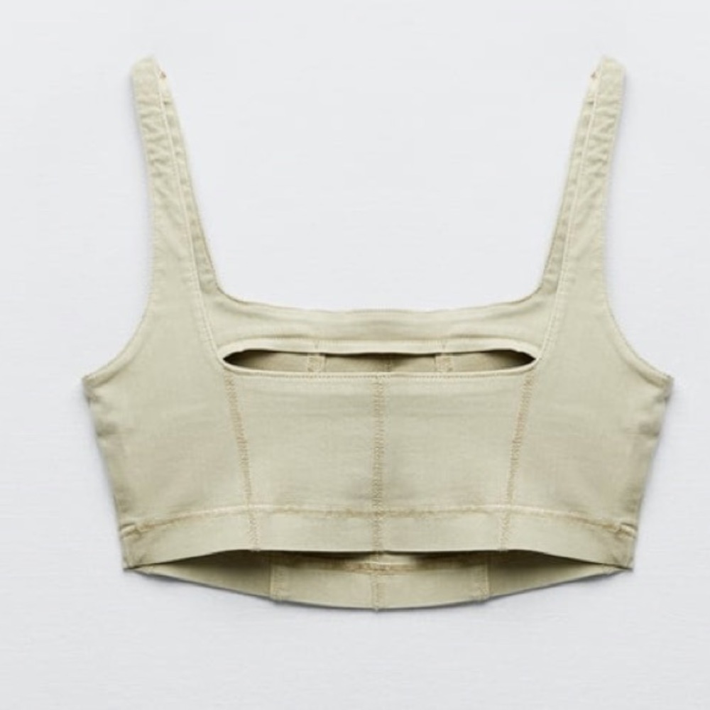 NET ZARA HIGH STRETCH DENIM TOP - Picture 11 of 14